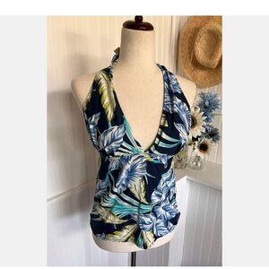Jacklyn Smith Swimwear Sz 6 Gorgeous Tankini Top Blue Tropical Print